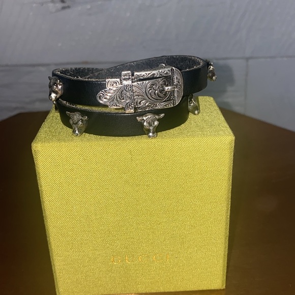 Gucci Anger forest bull studded leather choker or wrap bracelet. - Picture 6 of 7
